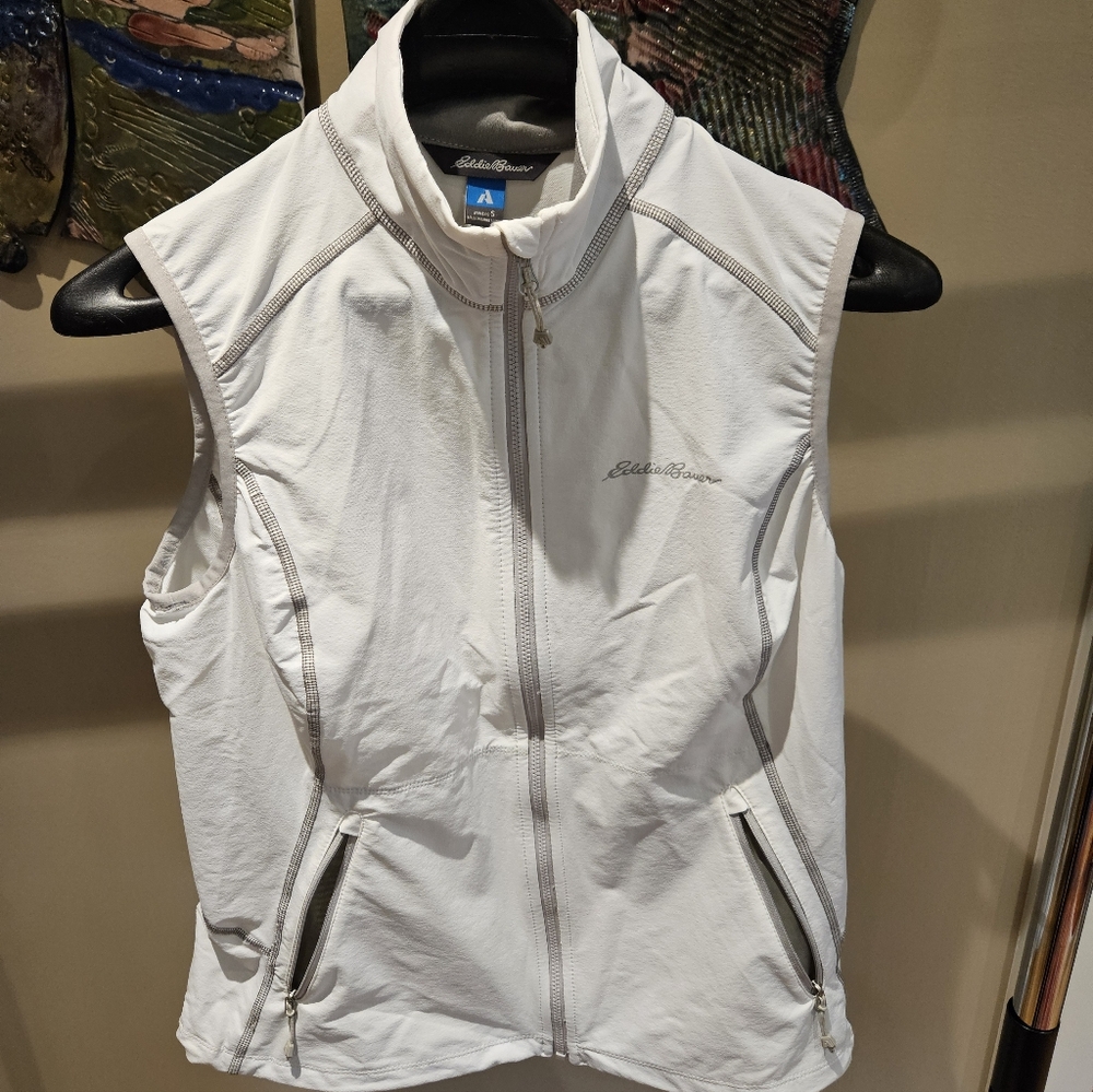 Eddie Bauer White Zip-Up Shell Vest